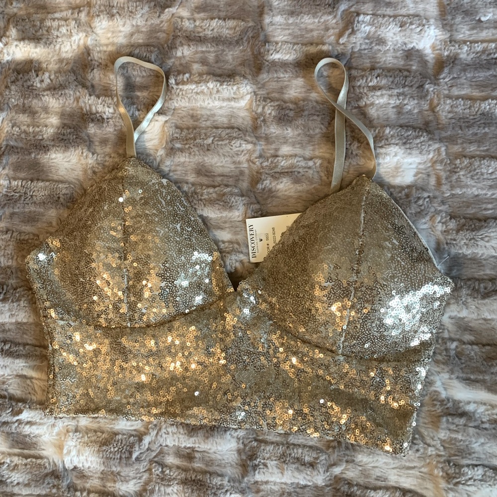 Gold sequin sparkly crop top